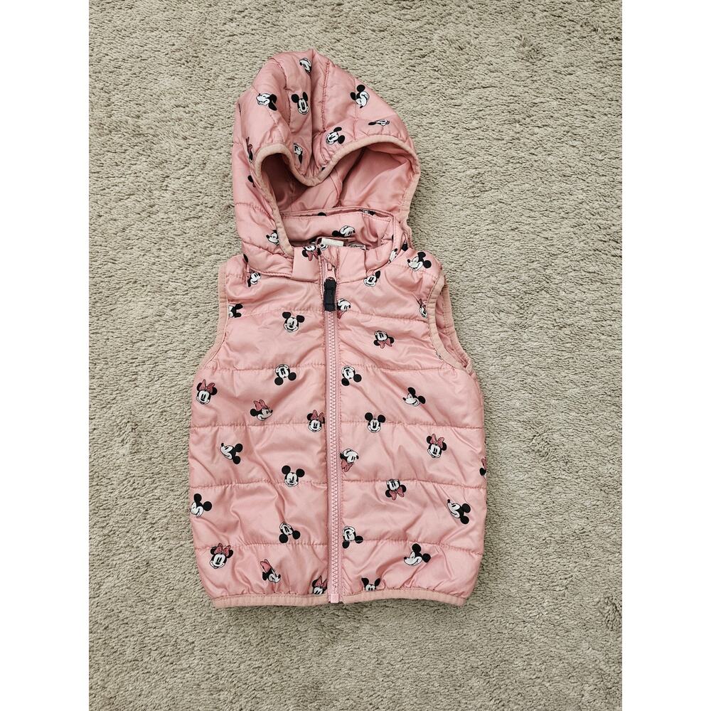 DIsney H&M Minney Mouse hooded puffer vest 12M baby